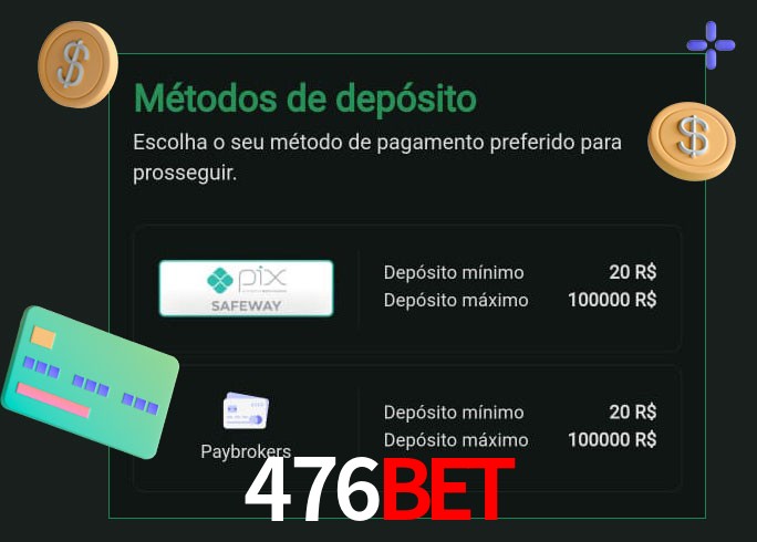 O cassino 476bet oferece uma grande variedade de métodos de pagamento